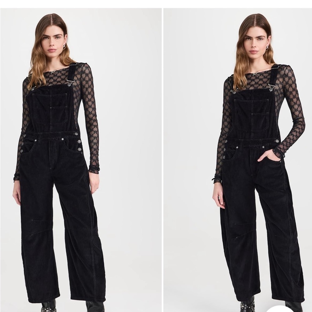 Women's Black Corduroy Overalls